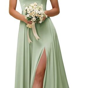 Elegant Light Green Ruffle Sleeve Dress